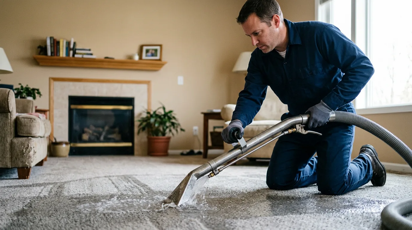 Water damage restoration technician working near Moscow, KS